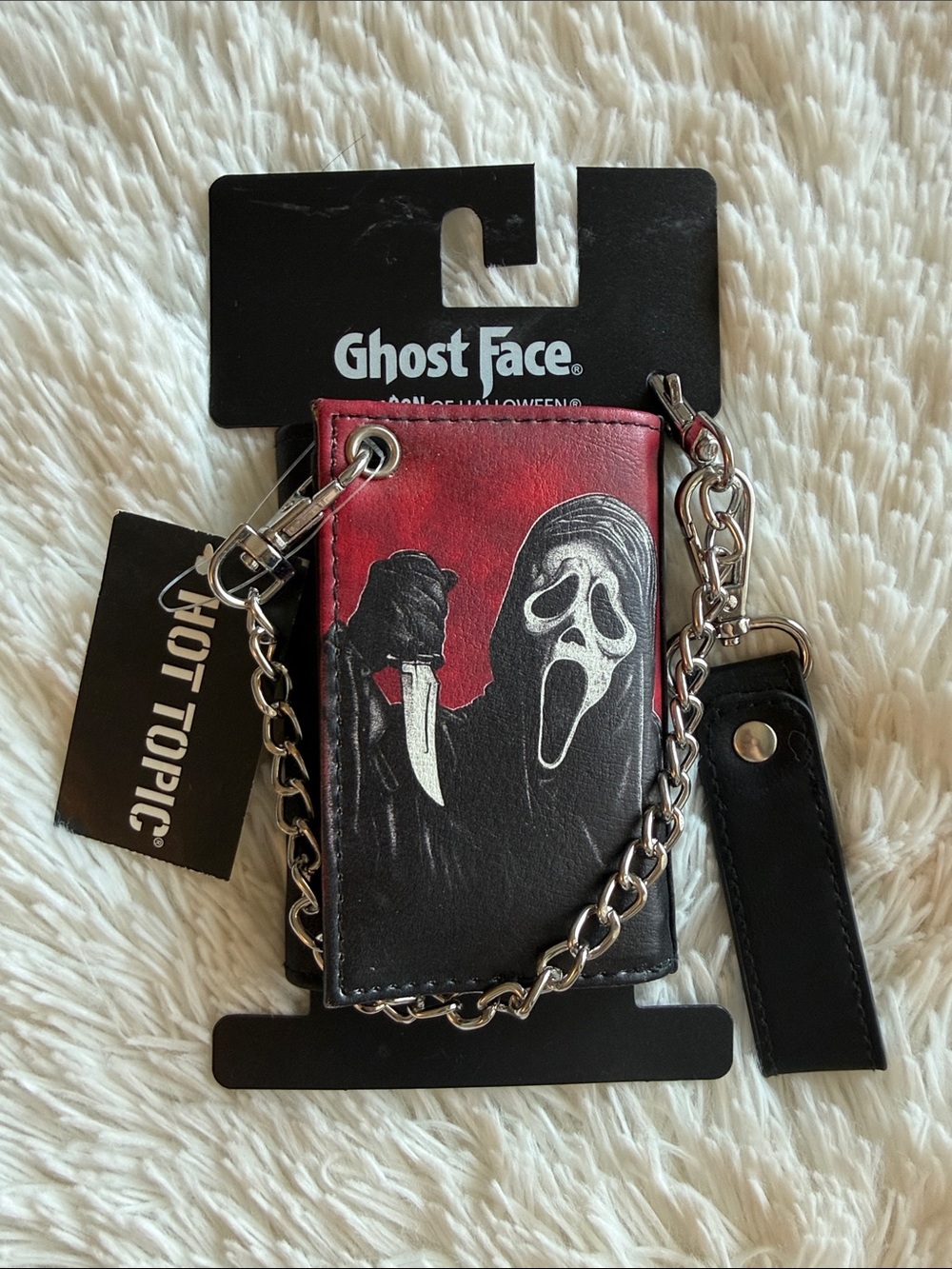 NWT Ghost Face Horror Club Trifold Wallet with Detachable Chain